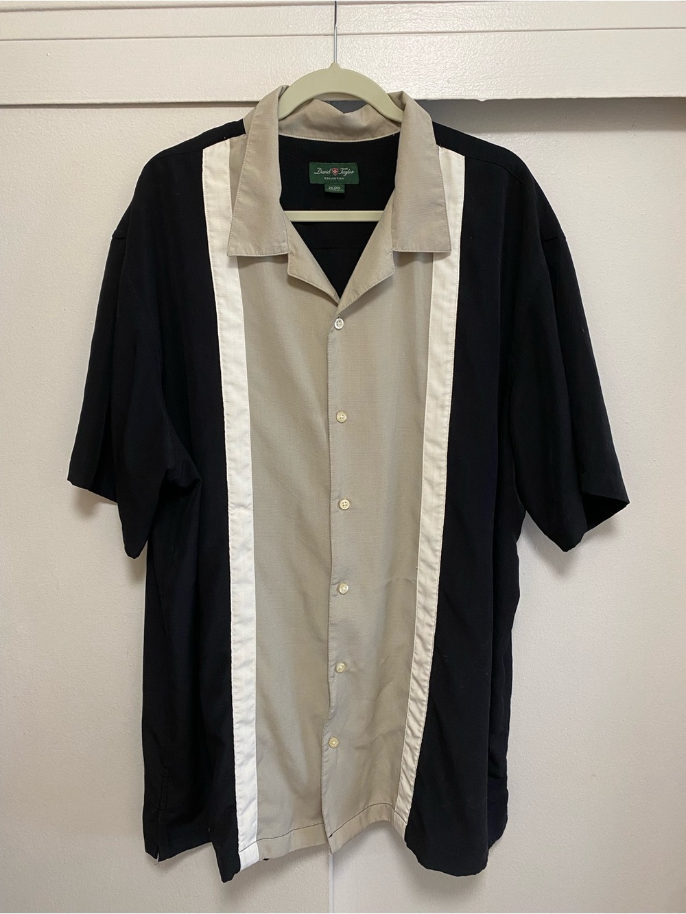 David Taylor Black, Beige & White Short-Sleeve Button-Down Shirt